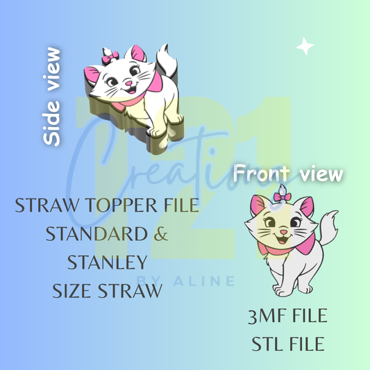 SASSY CAT2 STRAW TOPPER STL FILE