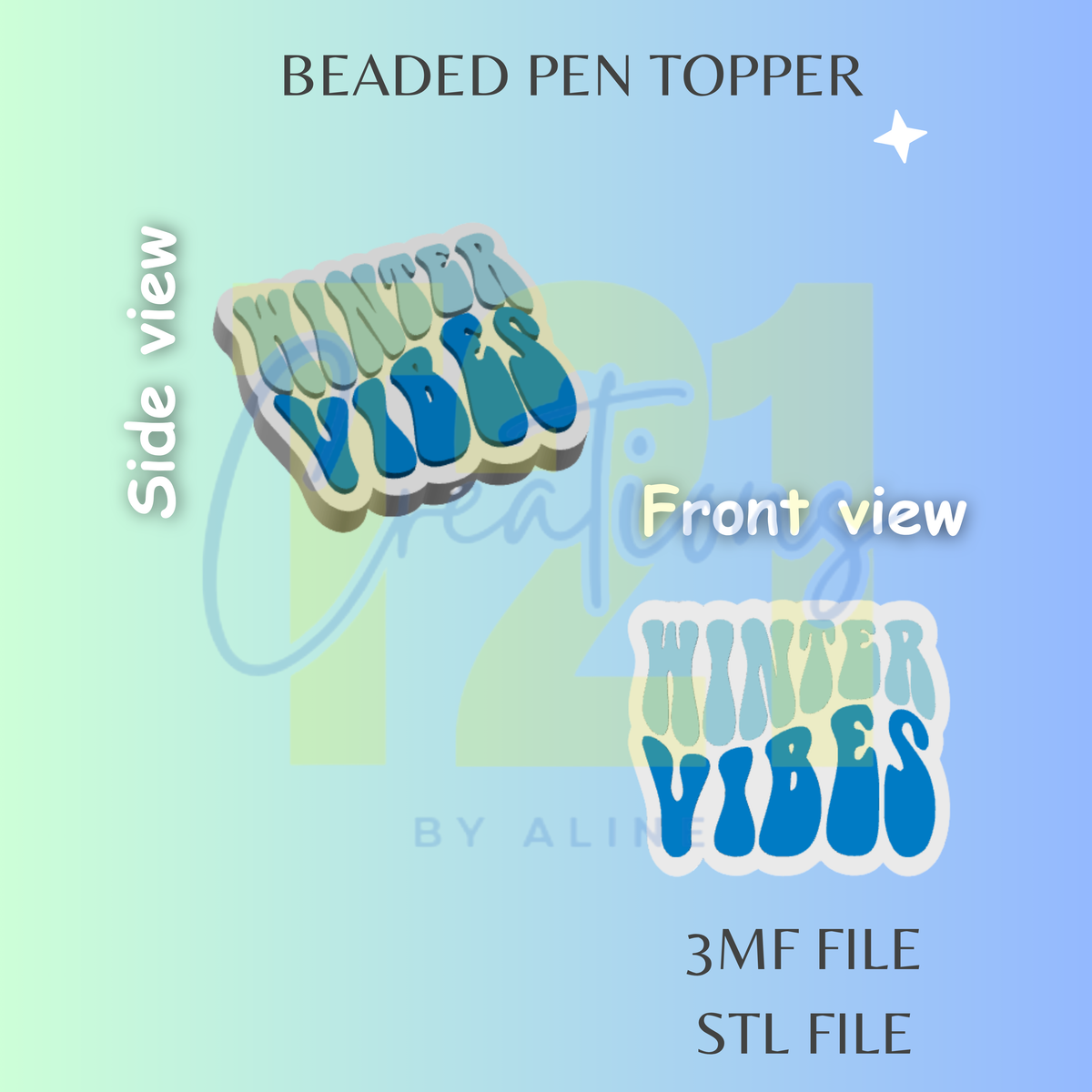 WINTER VIBES PEN TOPPER STL FILE