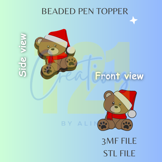 XMAS BEAR PEN TOPPER STL FILE