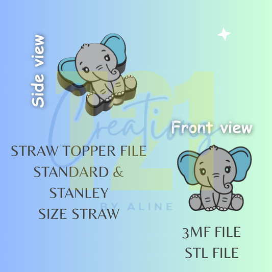 BOY ELEPHANT STRAW TOPPER STL FILE