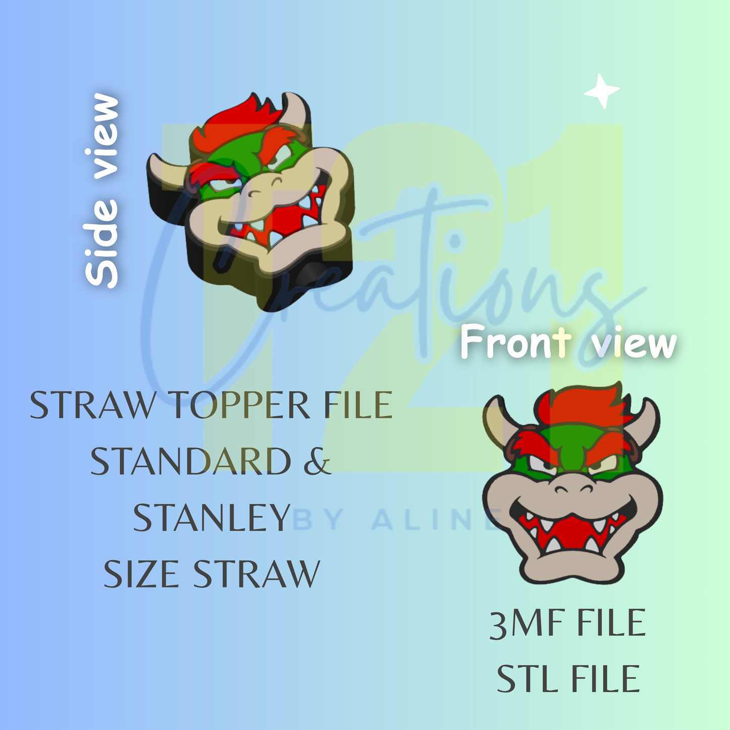 SUPER DRAGON STRAW TOPPER STL FILE