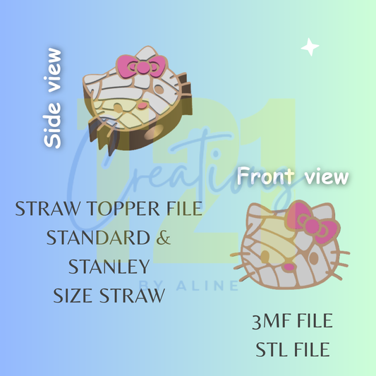 CONCHA CAT STRAW TOPPER STL FILE