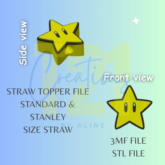 YELLOW STAR STRAW TOPPER STL FILE
