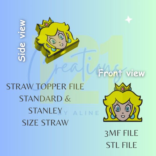 YELLOW PRINCESS STRAW TOPPER STL FILE