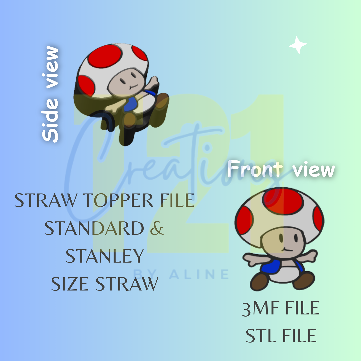 RED MUSHROOM STRAW TOPPER STL FILE