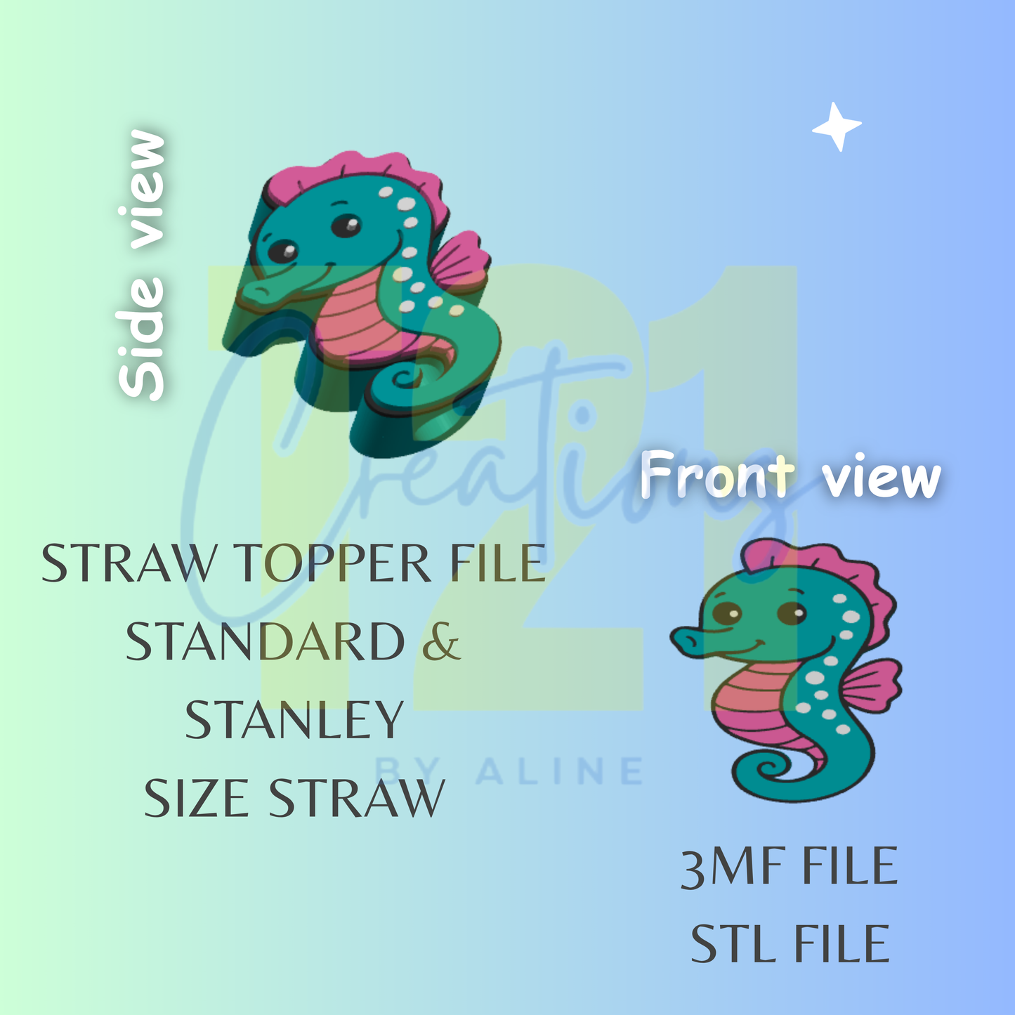 SEA HORSE TOPPER STL FILE
