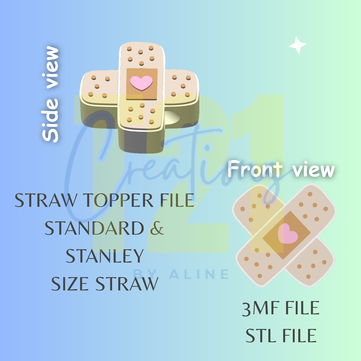 BAND-AID STRAW TOPPER STL FILE