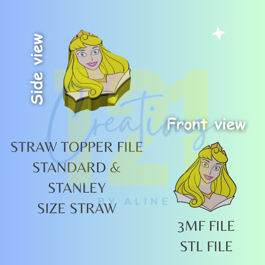 PINK PRINCESS STRAW TOPPER STL FILE