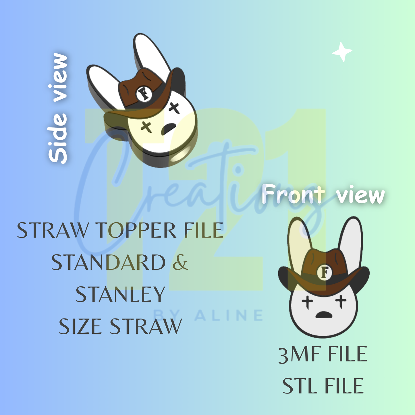 COWBOY BAD BUNNY STRAW TOPPER STL FILE