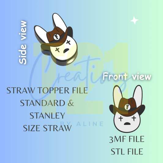 COWBOY BAD BUNNY STRAW TOPPER STL FILE