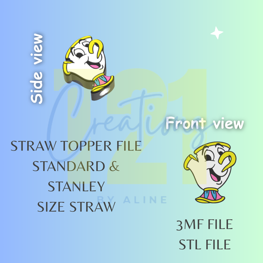 TEA CUP STRAW TOPPER STL FILE
