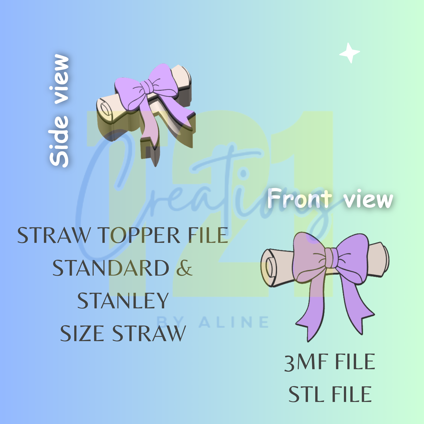DIPLOMA STRAW TOPPER STL FILE