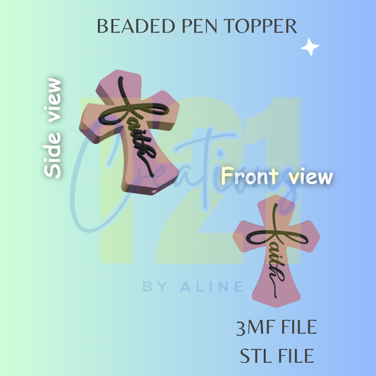 FAITH CROSS PEN TOPPER STL FILE