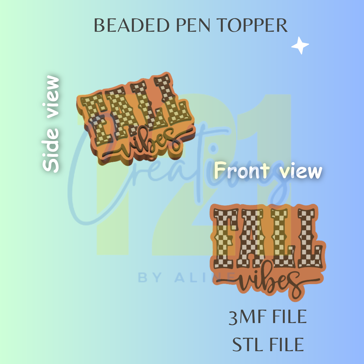 CHECKERED FALL VIBES PEN TOPPER STL FILE