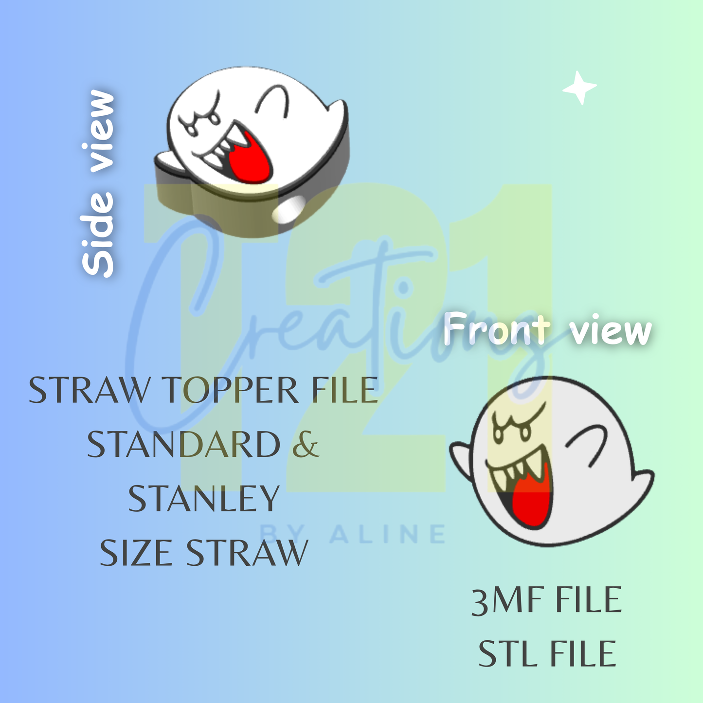GHOST STRAW TOPPER STL FILE