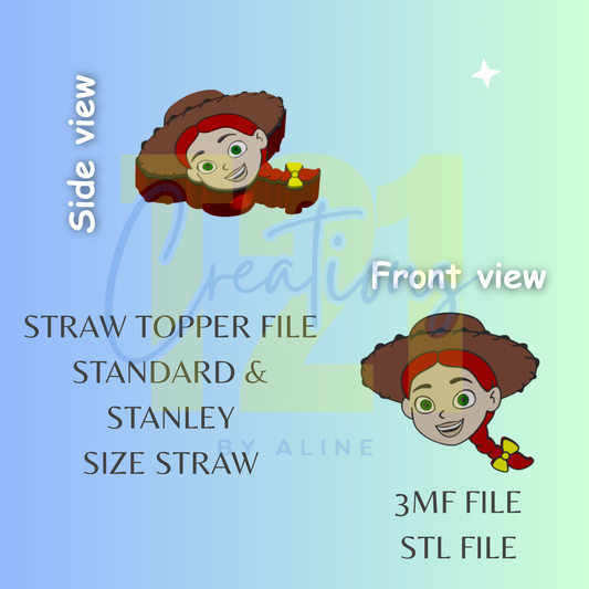 COWGIRL STRAW TOPPER STL FILE
