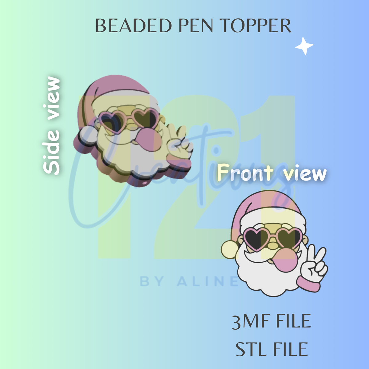 COOL SANTA PEN TOPPER STL FILE
