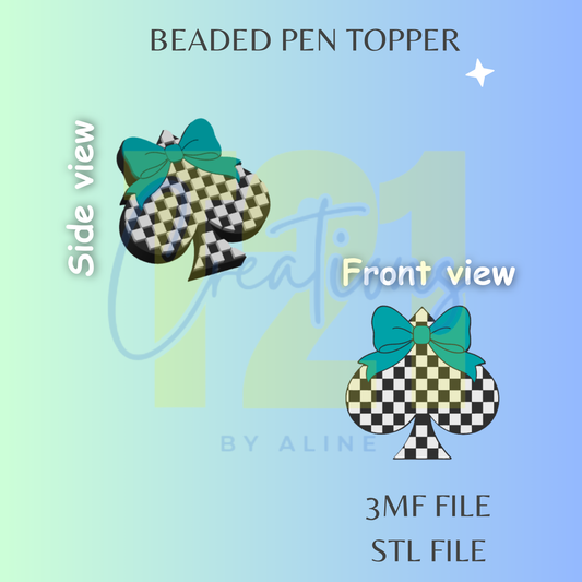 CHECKERED SPADE PEN TOPPER STL FILE