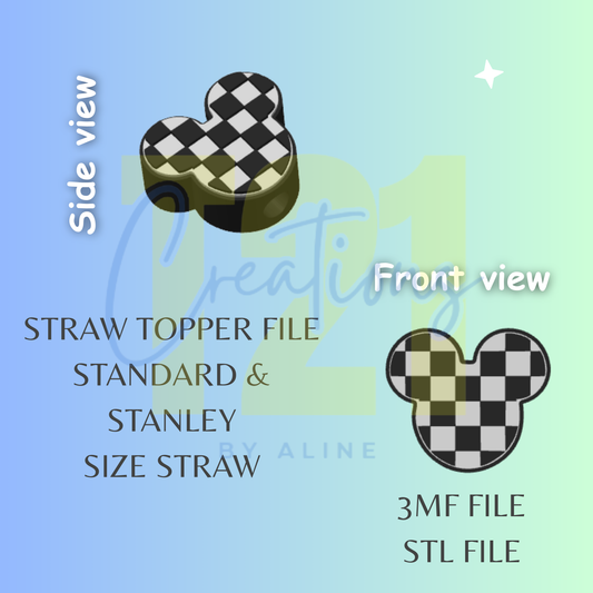 CHECKERED MOUSE STRAW TOPPER STL FILE