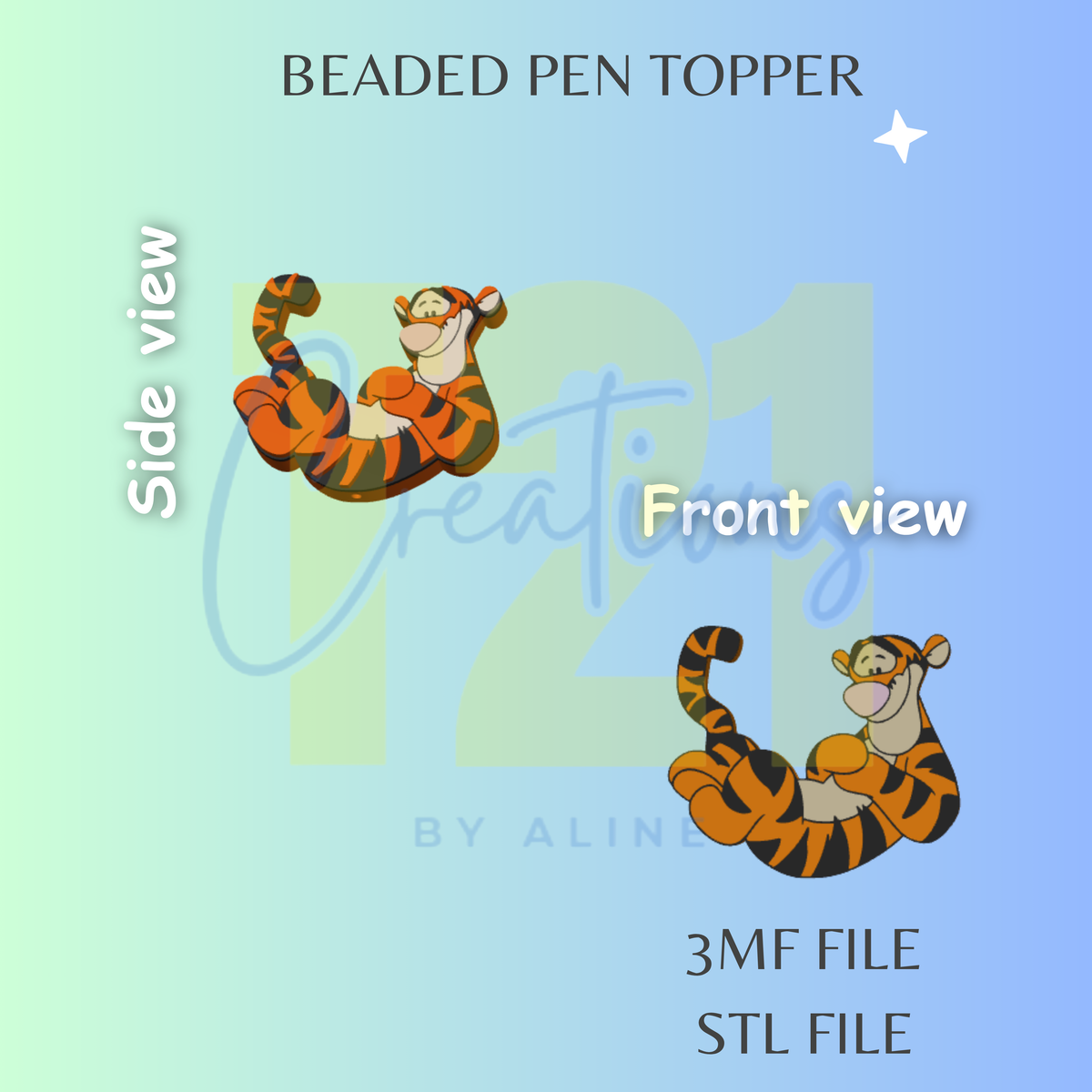 TIGER 3 PEN TOPPER STL FILE