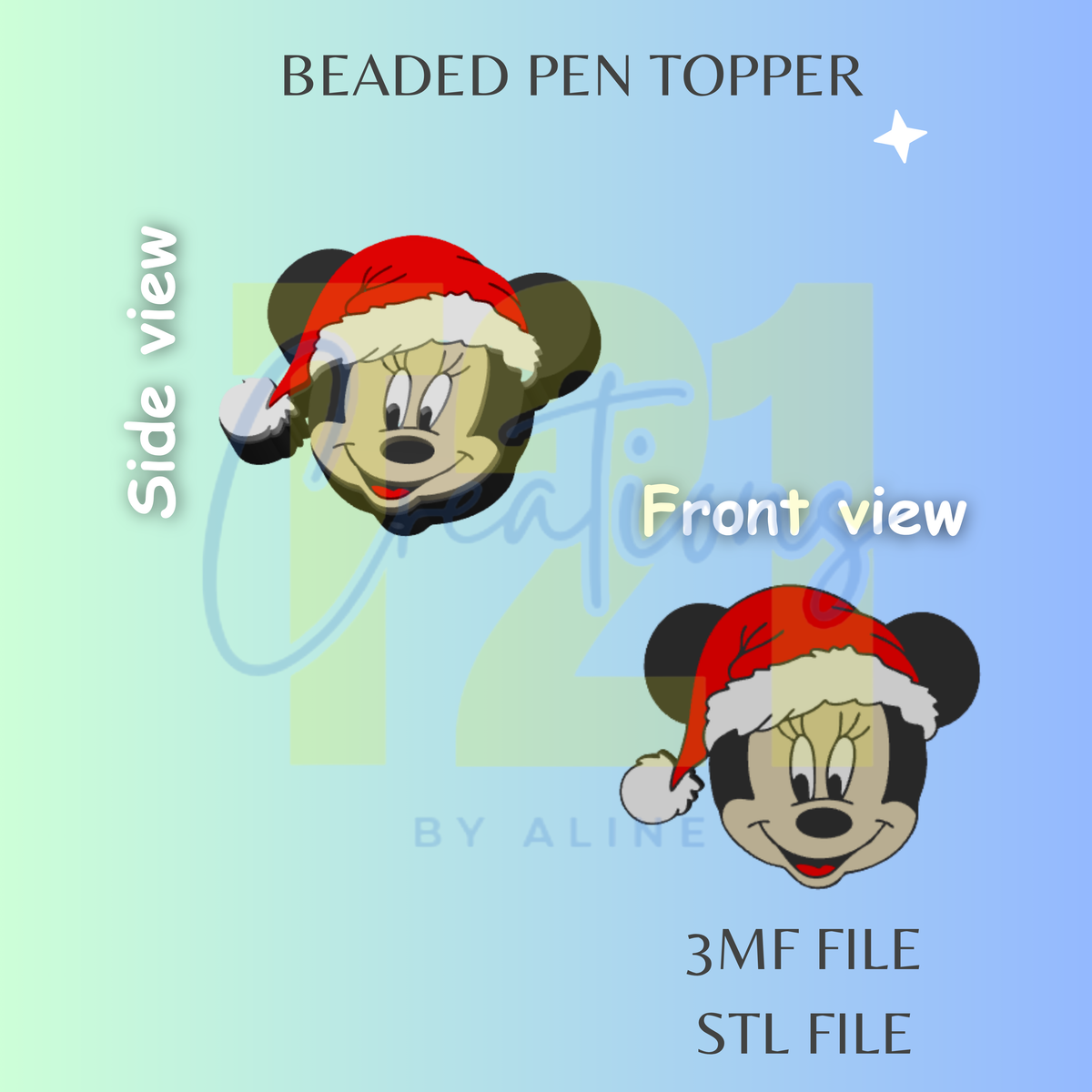 XMAS GIRL MOUSE PEN TOPPER STL FILE