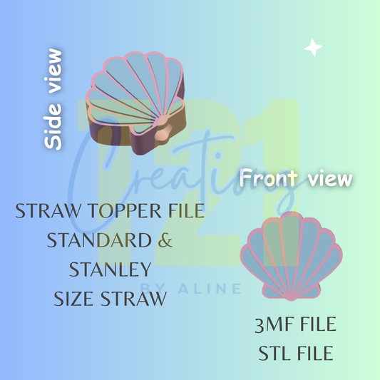 SEA SHELL 1 STRAW TOPPER STL FILE