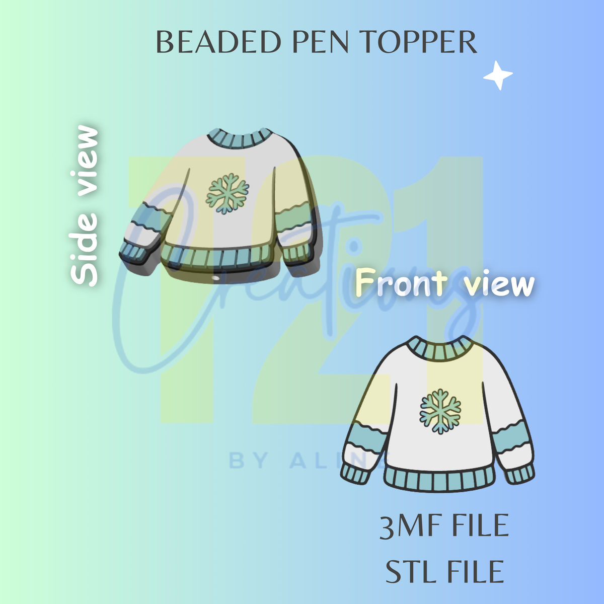WINTER SWEATER PEN TOPPER STL FILE