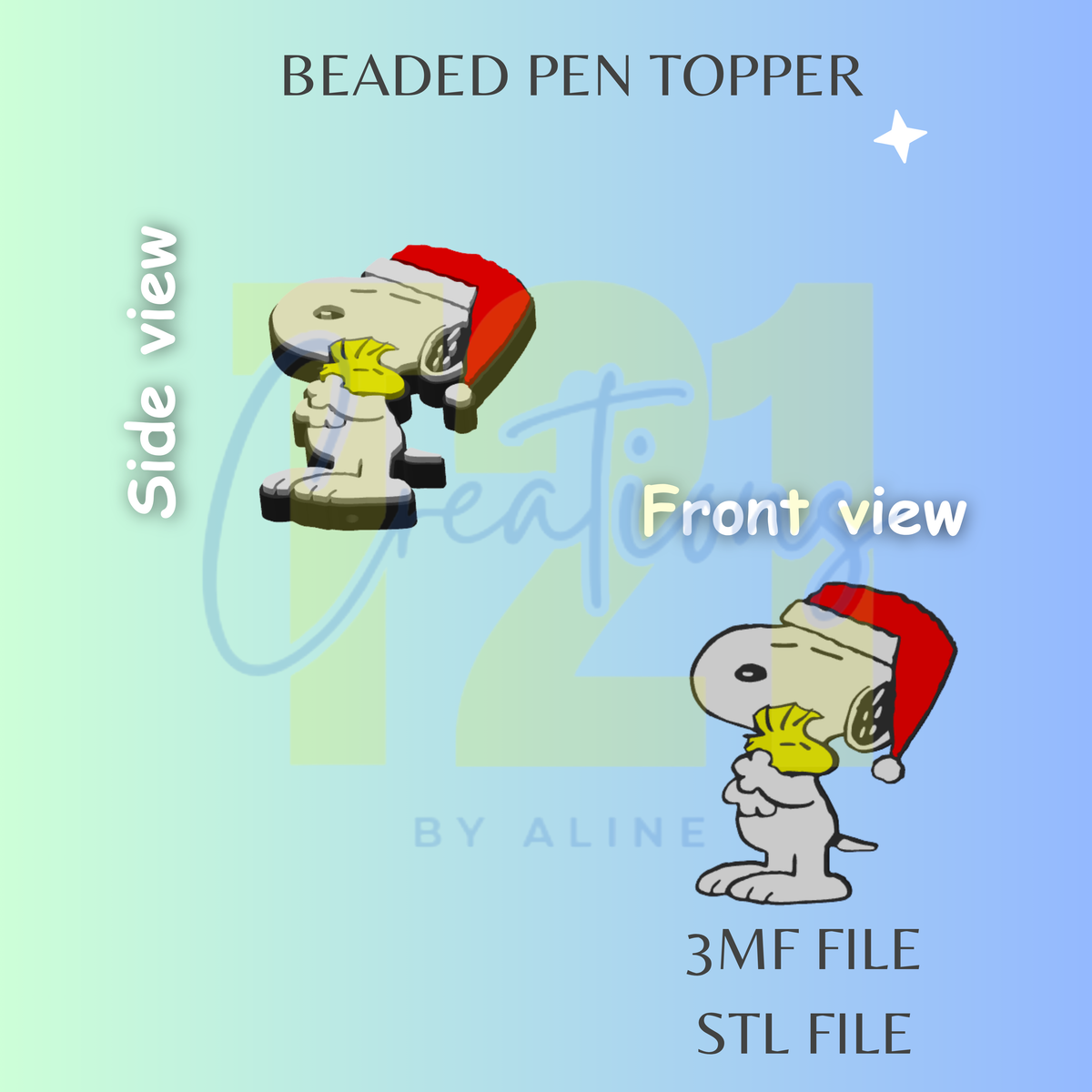 XMAS WHITE DOG PEN TOPPER STL FILE