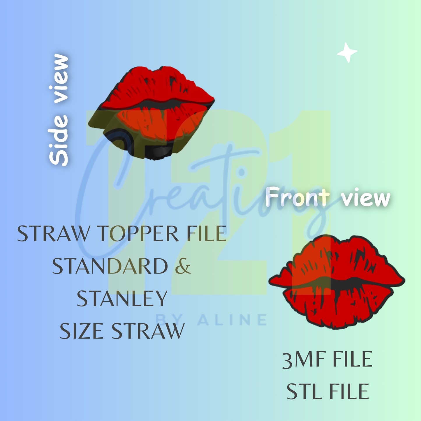 LIPS STRAW STRAW TOPPER STL FILE