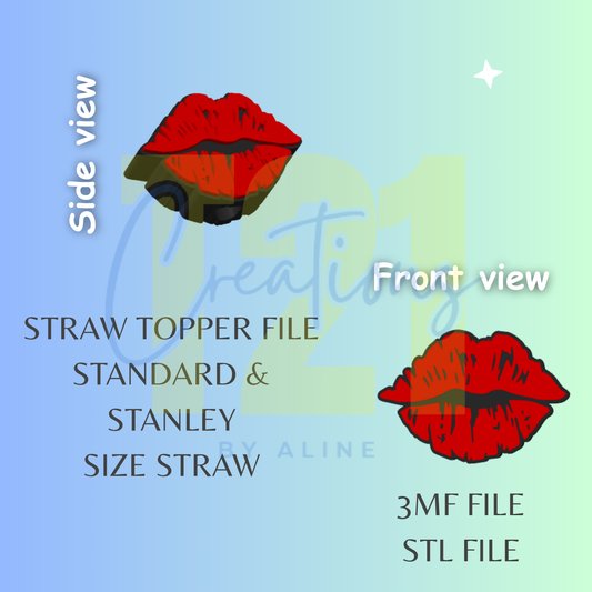 LIPS STRAW STRAW TOPPER STL FILE