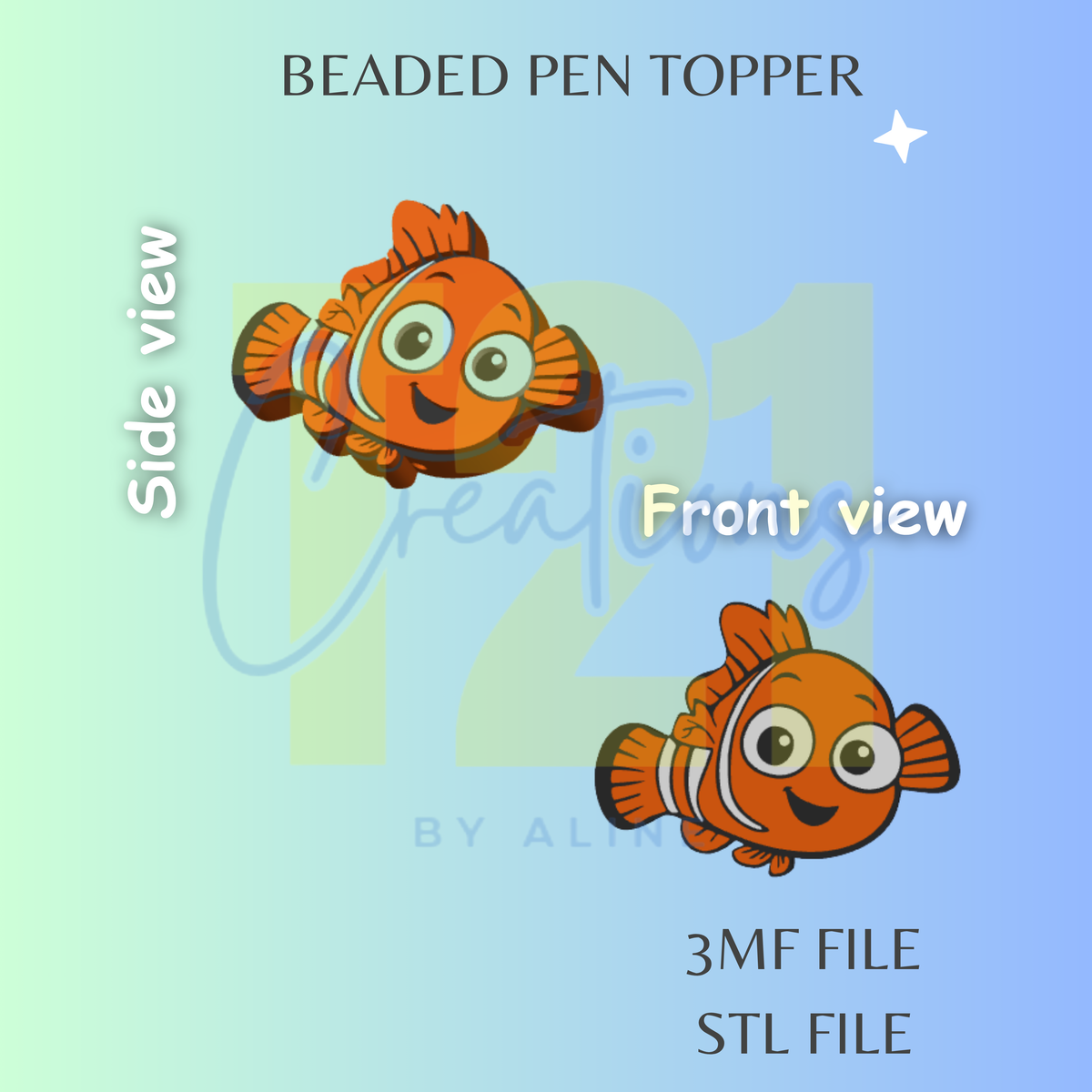 ORANGE FISH PEN TOPPER STL FILE