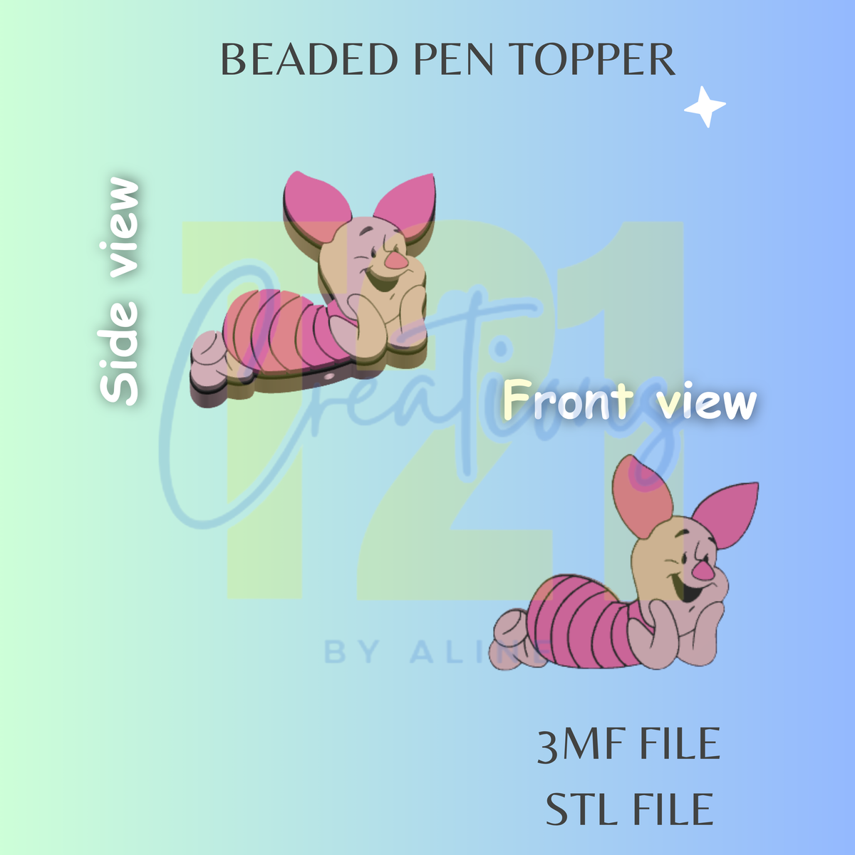 PIGGY 3 PEN TOPPER STL FILE