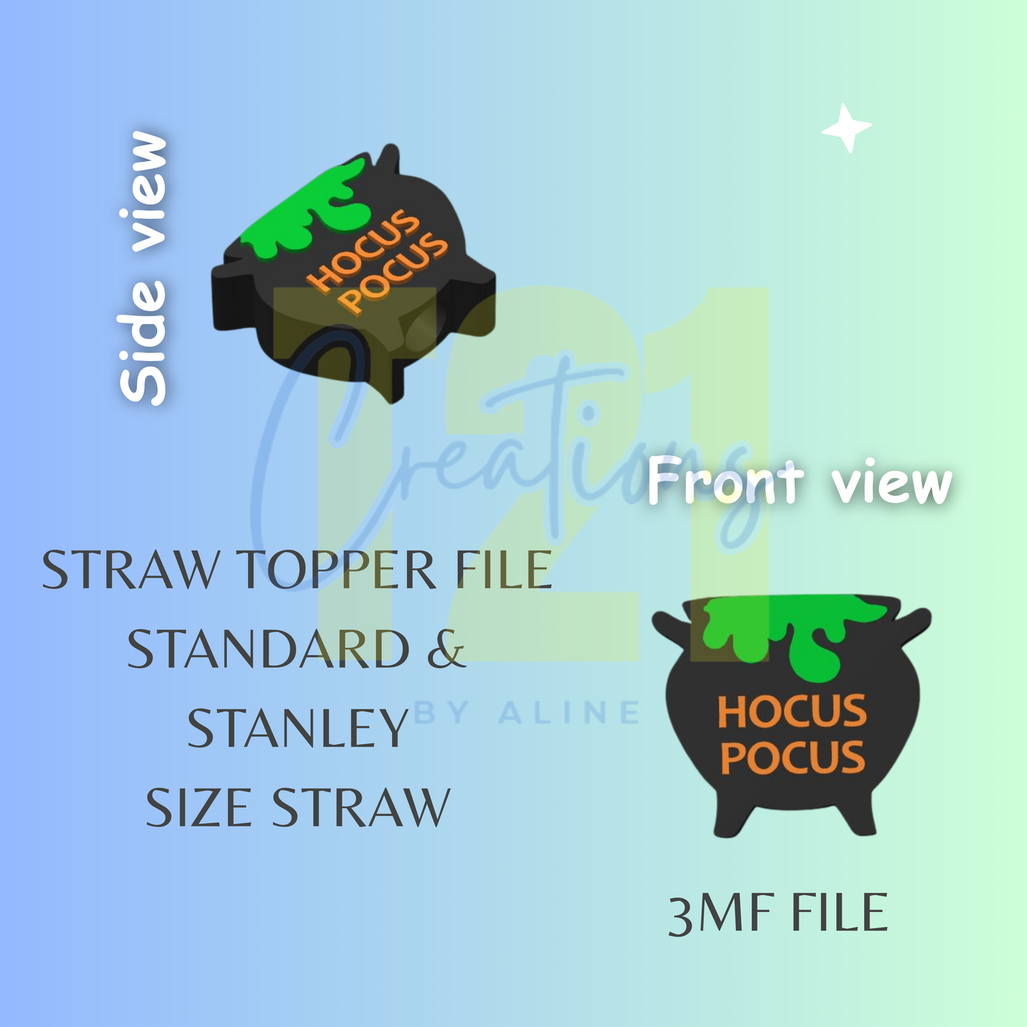 CAULDRON STRAW TOPPER STL FILE
