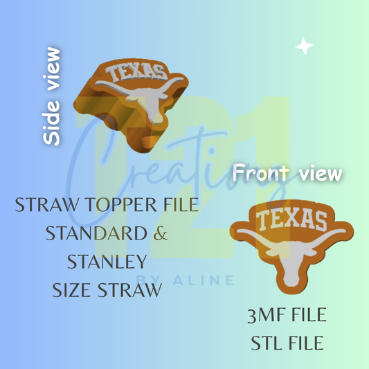 TEXAS 3 STRAW TOPPER STL FILE