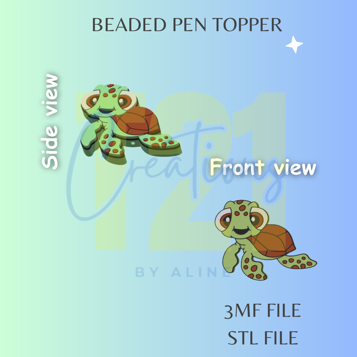 BABY TURTLE PEN TOPPER STL FILE