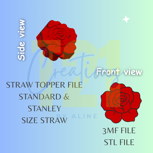 ROSE 2 STRAW STRAW TOPPER STL FILE