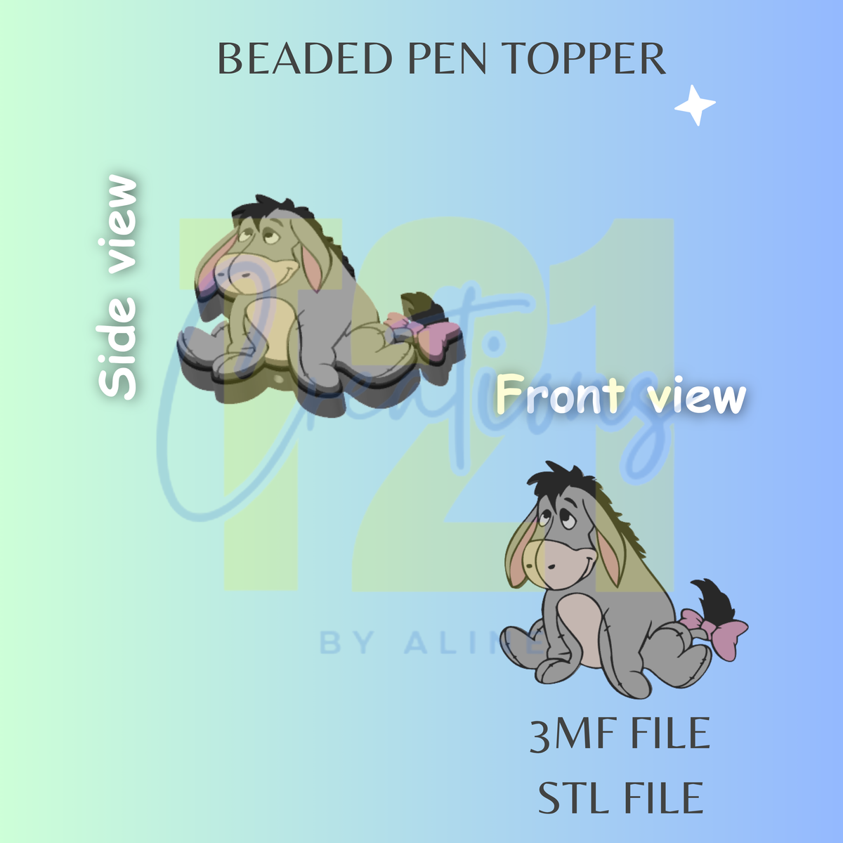 EEYORE 3 PEN TOPPER STL FILE