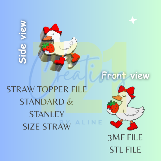 STRAWBERRY GOOSE STRAW STRAW TOPPER STL FILE