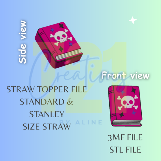 SPOOKY BOOK STRAW STRAW TOPPER STL FILE