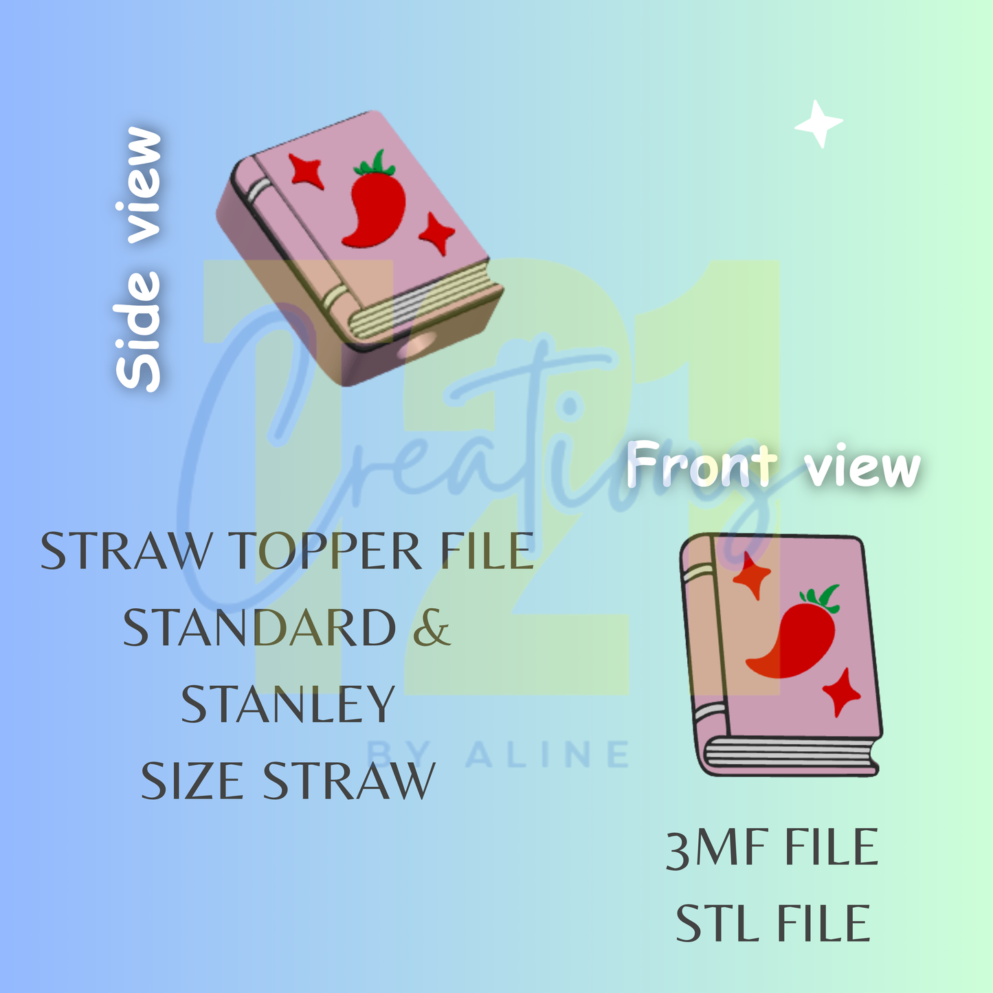 SPICY BOOK STRAW STRAW TOPPER STL FILE