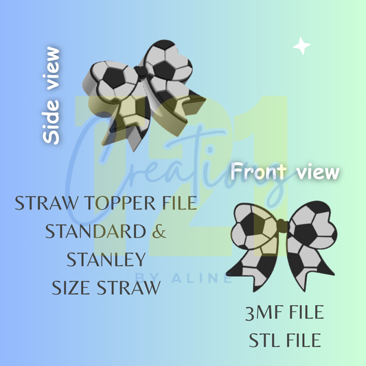 SOCCER BOW STRAW STRAW TOPPER STL FILE
