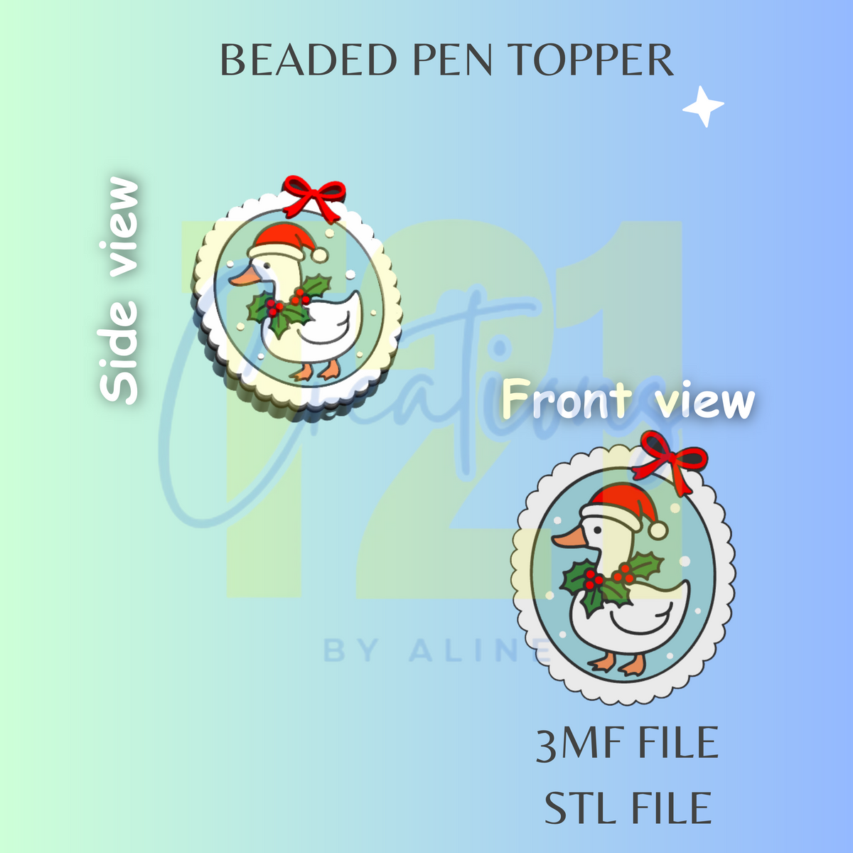 XMAS GOOSE FRAME PEN TOPPER STL FILE