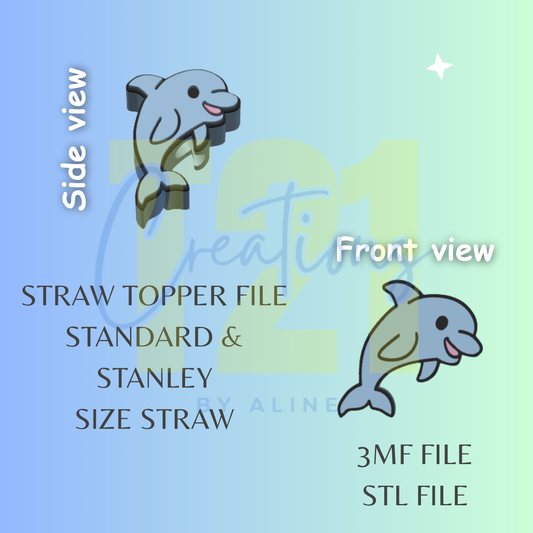 DOLPHIN STRAW STRAW TOPPER STL FILE