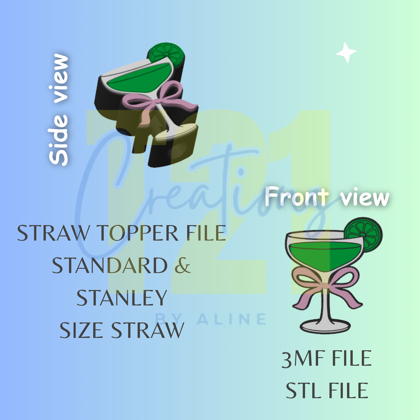 MARGARITA STRAW STRAW TOPPER STL FILE