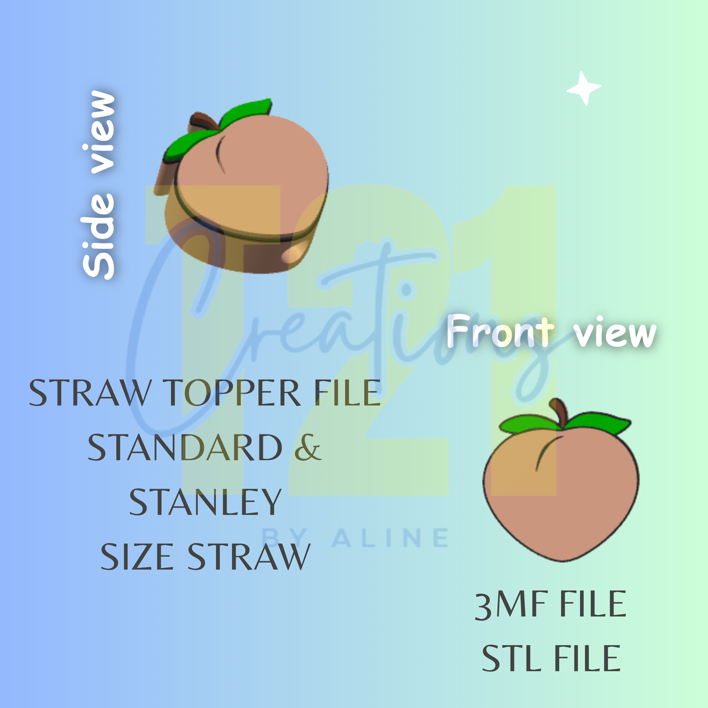 PEACH STRAW STRAW TOPPER STL FILE