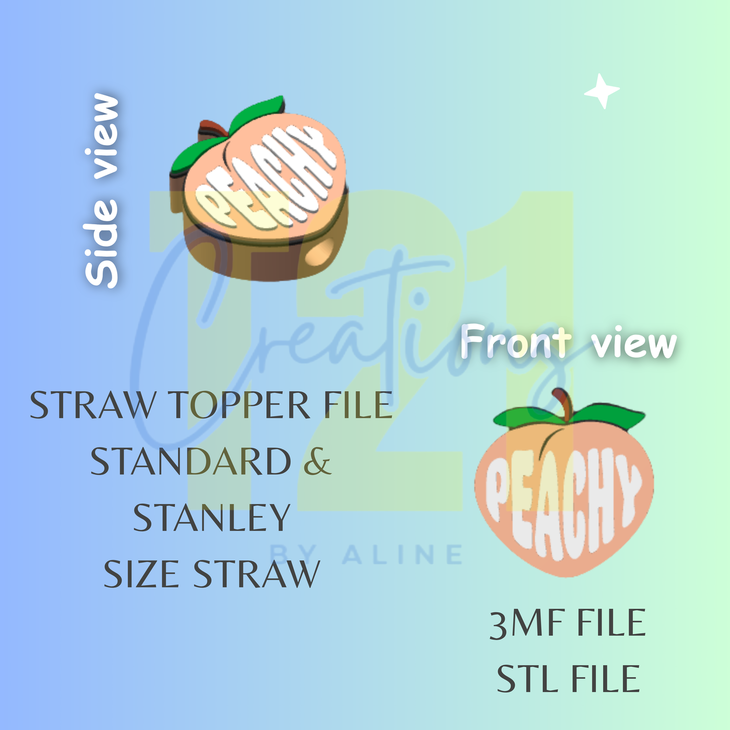 PEACHY STRAW STRAW TOPPER STL FILE