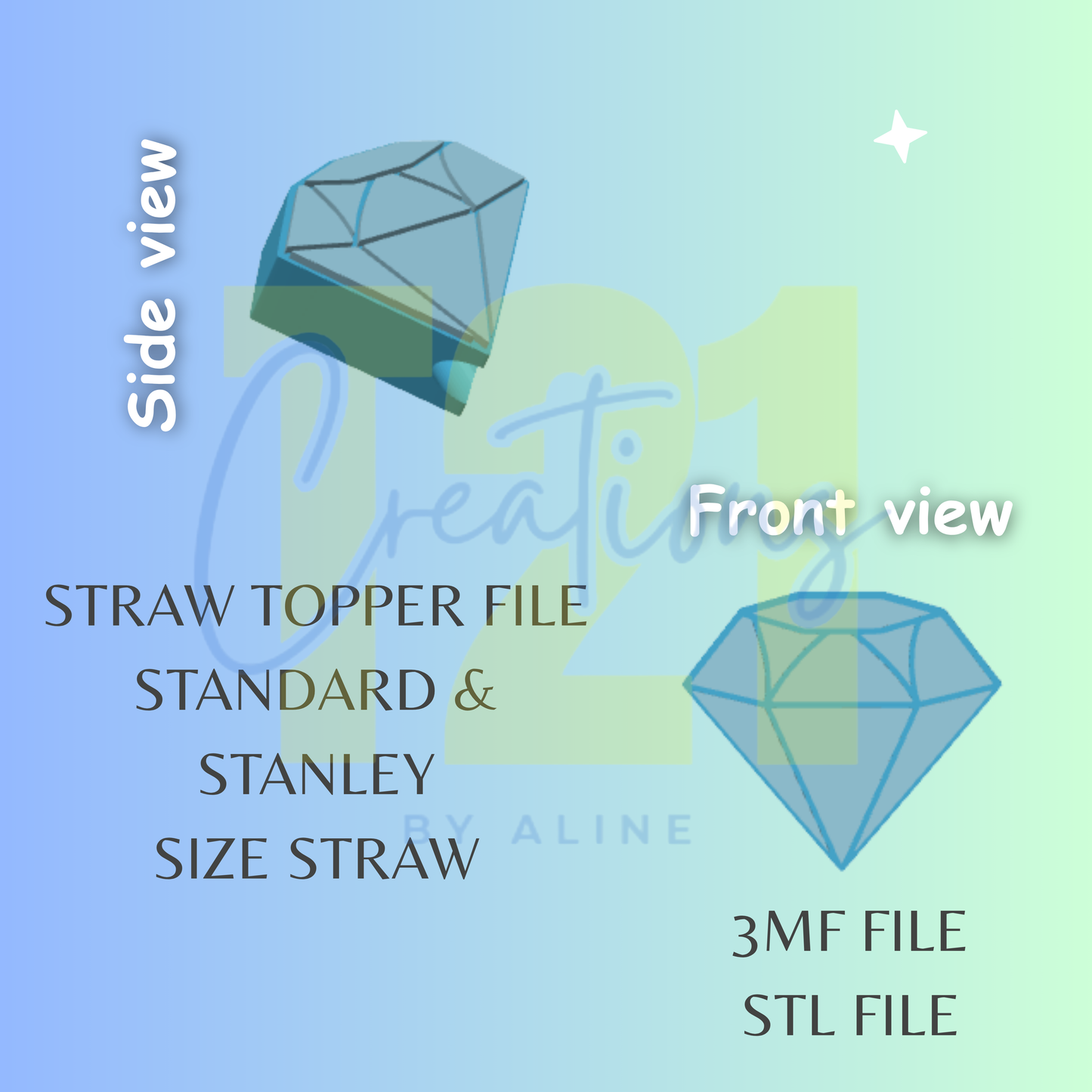 DIAMOND STRAW STRAW TOPPER STL FILE