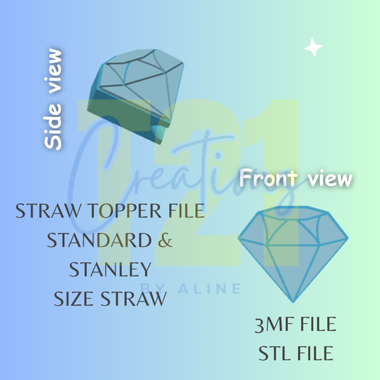 DIAMOND STRAW STRAW TOPPER STL FILE