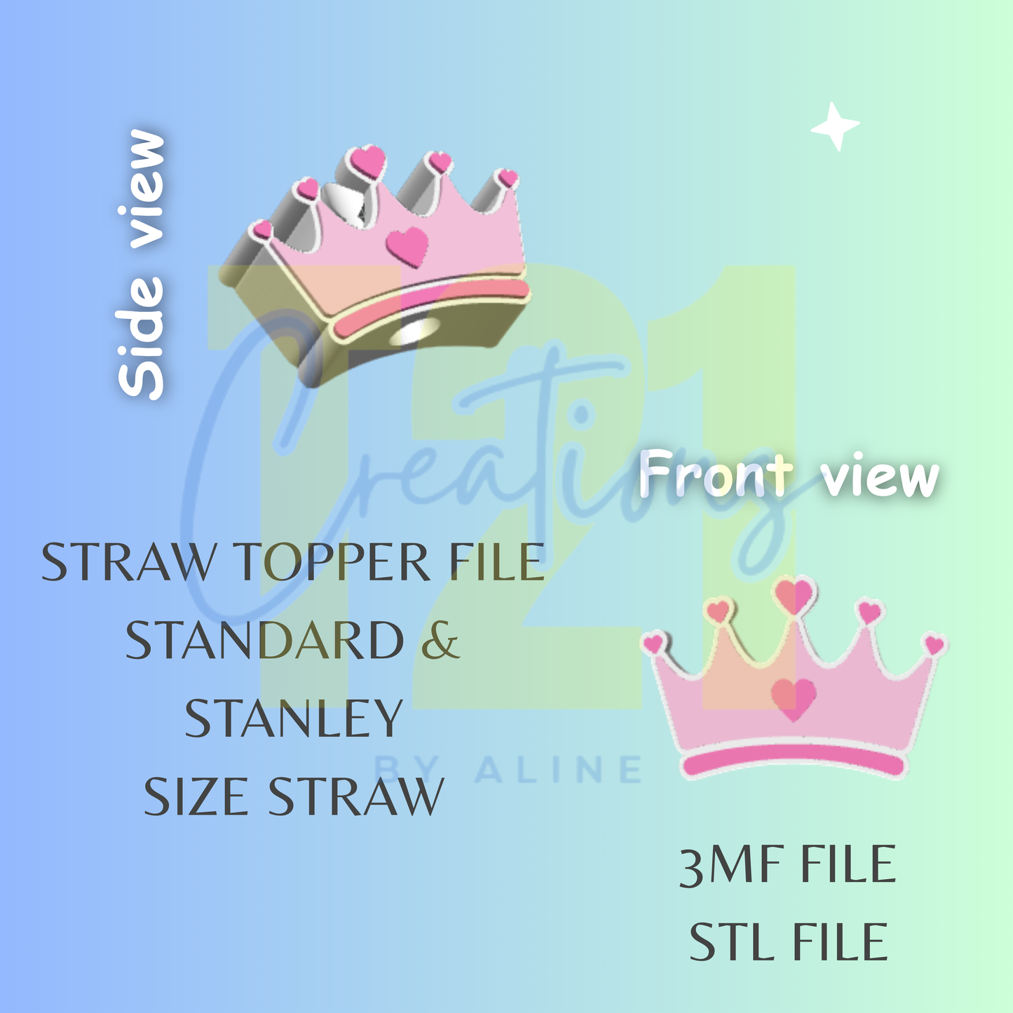 PRINCESS CROWN STRAW STRAW TOPPER STL FILE
