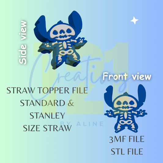 BLUE ALIEN SKELLY STRAW TOPPER STL FILE